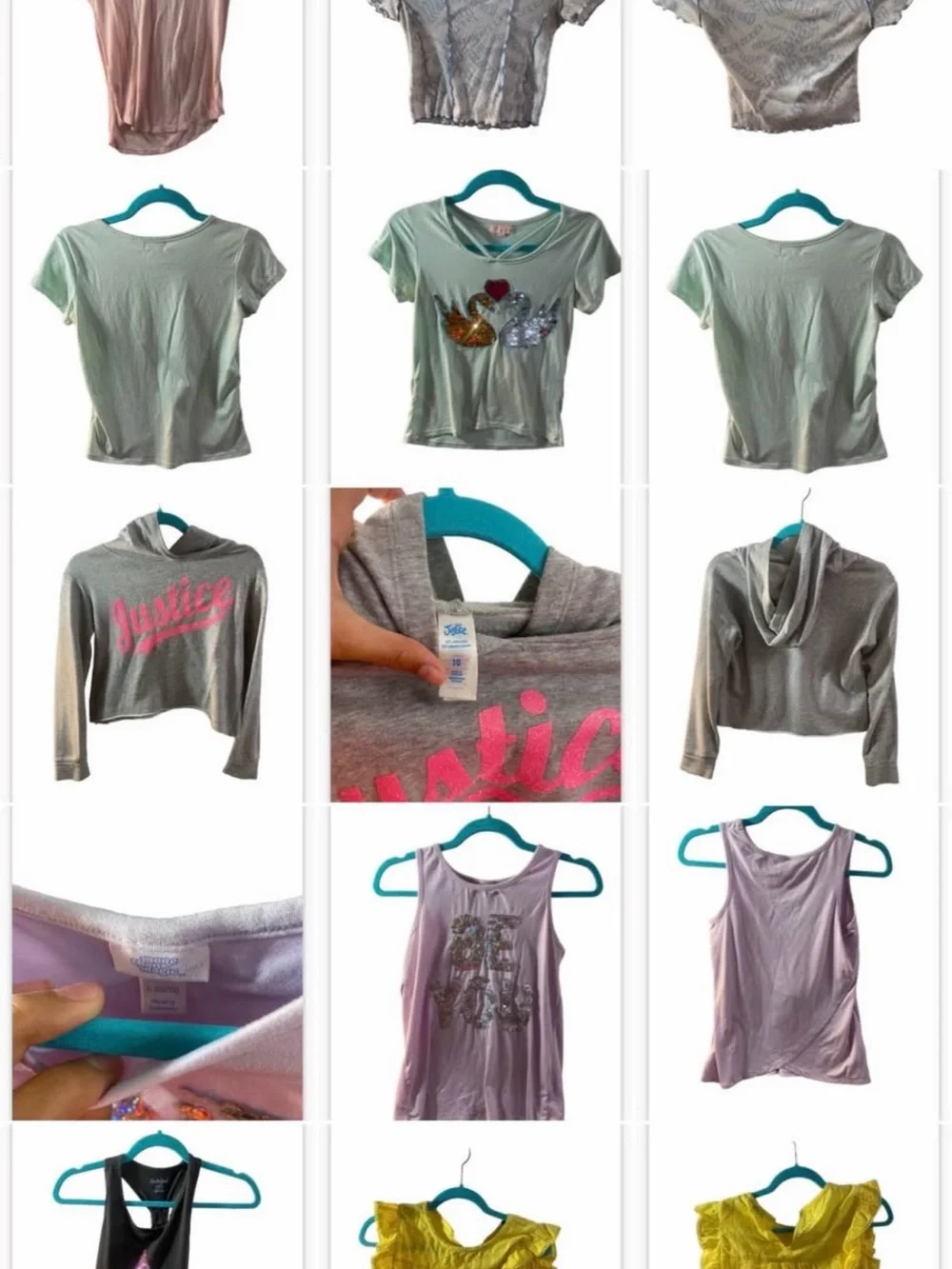 Justice White Crop Tee with Pink & Green Graphic